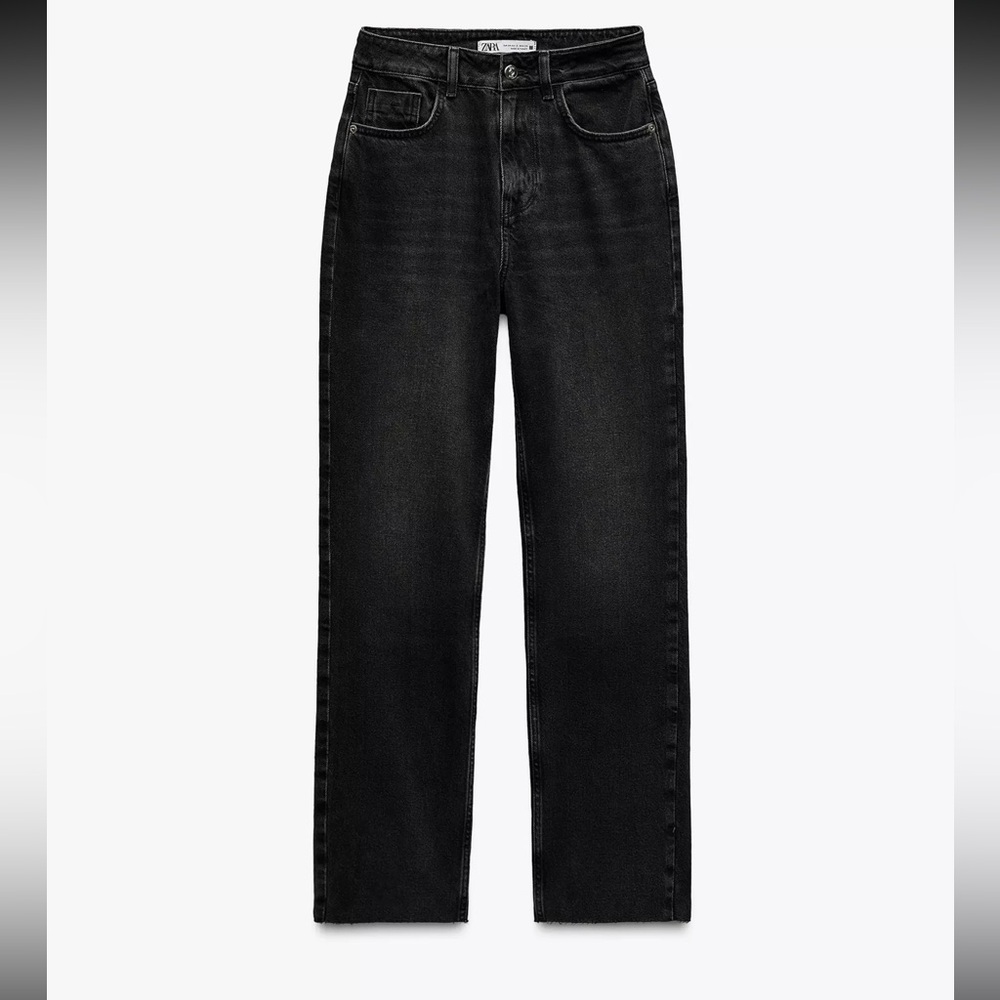 Zara Straight Cut High Waist Black Jeans